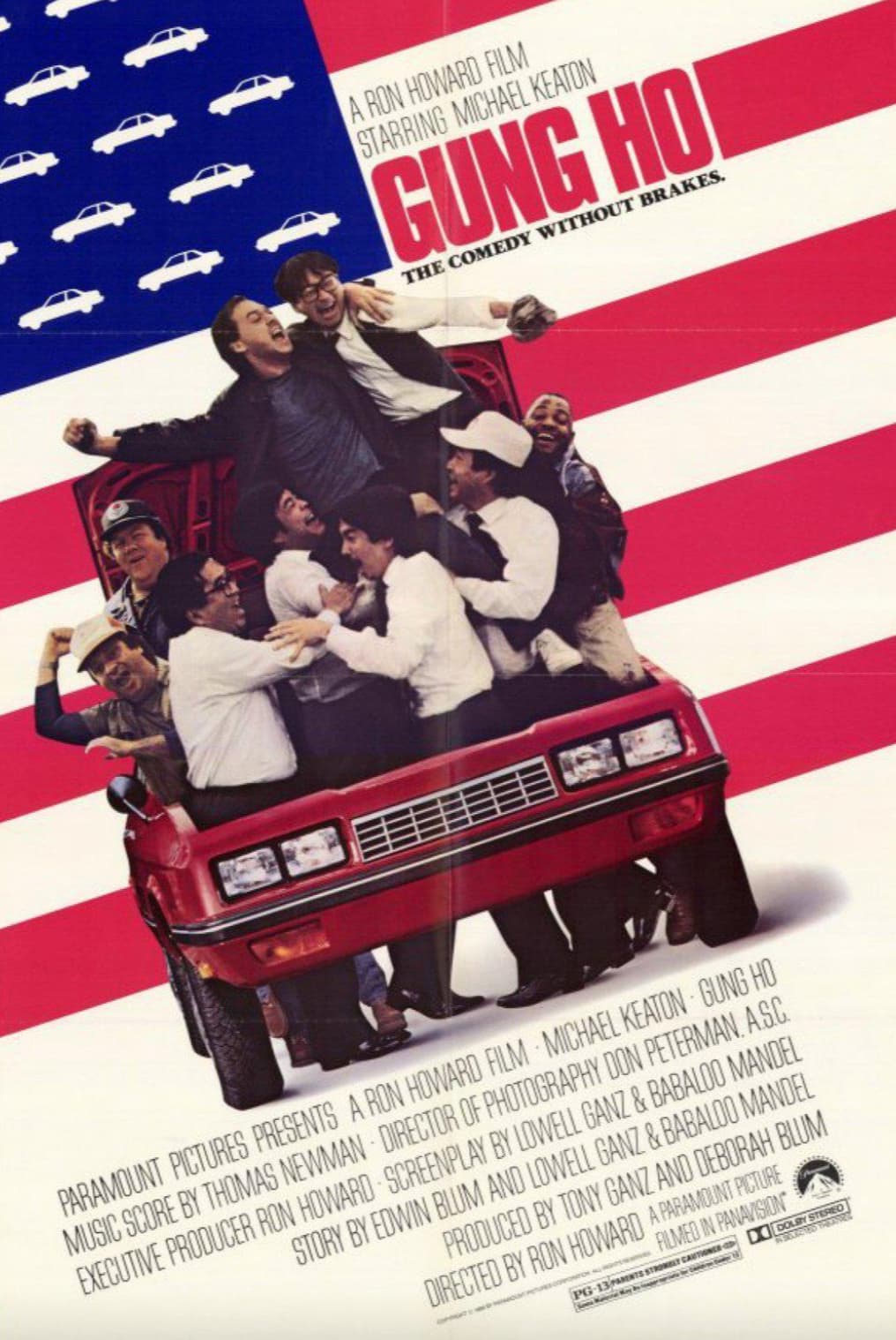 gung ho movie poster - A Ron Howard Film Starring Michael Keaton Gung Ho The Comedy Without Brakes. Paramount Pictures Presents A Ron Howard Film Michael KeatonGung Ho Music Score By Thomas Newman Director Of Photography Don Peterman, A.S.C Executive Prod